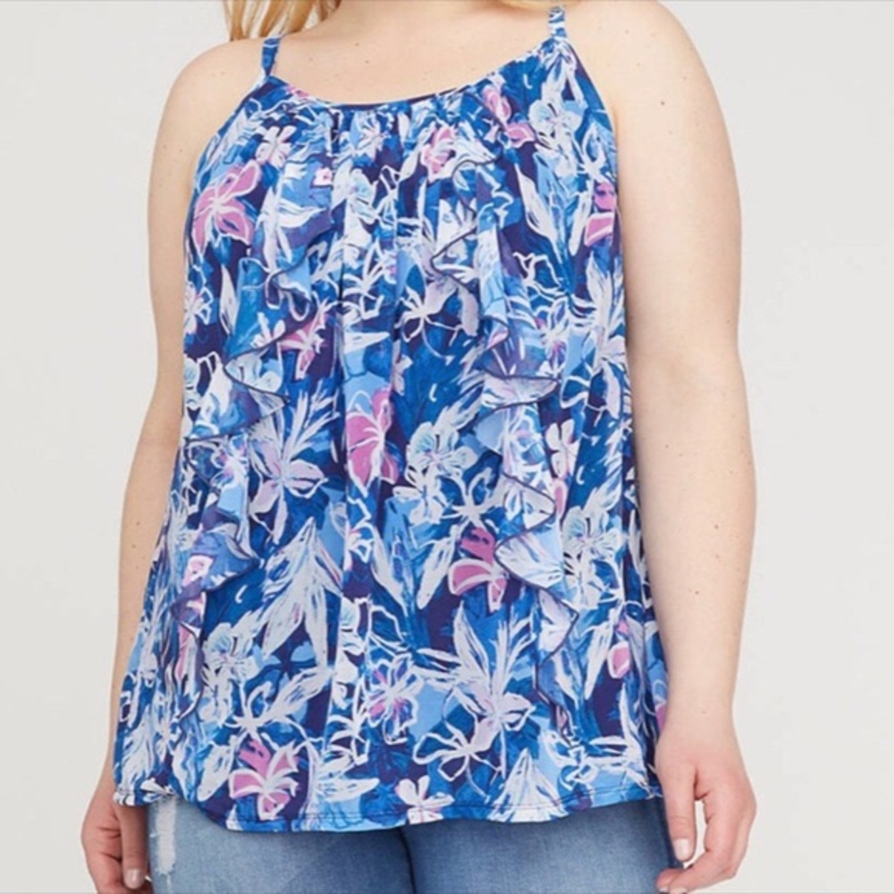 Lane Bryant Cascading Ruffle Floral Tank Top